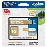 BROTHER TZEMQ835 LABELLING TAPE 12MM X 5M MATT WHITE ON SATIN GOLD