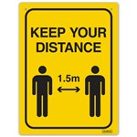DURUS WALL SIGN SOCIAL DISTANCE RECTANGLE 225 X 300MM BLACKYELLOW