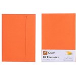 QUILL C6 COLOURED ENVELOPES PLAINFACE STRIP SEAL 80GSM 114 X 162MM ORANGE PACK 25