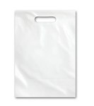  WHITE LDPE CARRY BAG WITH DIECUT HANDLE 406MM X 508MM 50UM PACK 100
