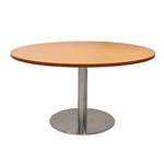 RAPIDLINE ESTILO COFFEE TABLE 900MM DIA BEECH AND STAINLESS STEEL BASE