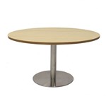 RAPIDLINE ESTILO COFFEE TABLE 900MM DIA NATURAL OAK AND STAINLESS STEEL BASE