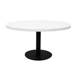 RAPIDLINE ESTILO COFFEE TABLE 900MM DIA NATURAL WHITE AND BLACK BASE