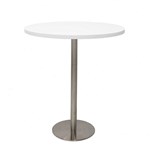 RAPIDLINE ESTILO DRY BAR TABLE 900MM DIA NATURAL WHITE AND STAINLESS STEEL BASE