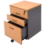 RAPID WORKER CMP2D1FBI MOBILE PEDESTAL 3 DRAWERS LOCKABLE 690 X 465 X 447MM BEECHIRONSTONE