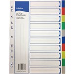 INITIATIVE DIVIDERS PP A4 10 TAB ASSORTED COLOURS