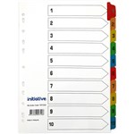 INITIATIVE DIVIDERS INDEX A4 110 WHITE WITH COLOURED MYLAR TABS