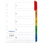 INITIATIVE DIVIDERS INDEX A4 15 WHITE WITH COLOURED MYLAR TABS