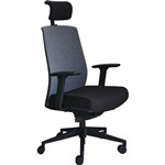 JIRRA SIDE CONTROL SYNCHRO HIGH MESH BACK ARMS HEADREST GREY BACK BLACK SEAT