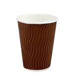 CAPRI CHC0644 RIPPLE WAVE DESIGN DOUBLE WALL COFFEE CUP 12OZ 335ML CHOCOLATE BX500