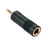 LINDY 35621 AUDIO ADAPTER GOLD PLATED 35MM STEREO MALE TO 63MM FEMALE BLACK