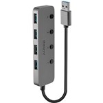 LINDY 43309 4 PORT HUB USB 30 WITH ONOFF SWITCHES 310MM GREY