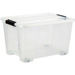 STORAGE BOX TRANSPARENT LID  BODY BLACK HANDLE  WHEELS 32L