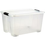 STORAGE BOX TRANSPARENT LID  BODY BLACK HANDLE  WHEELS 52L