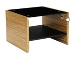 NOVARA COFFEE TABLE BLACK GLASS TOP ZEBRANO TIMBER VENEER