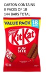 KIT KAT CHOCOLATE 2 FINGER SHARE PACK 144 X 14G BARS 