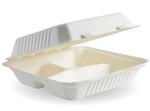 23X23X8CM 3COMPARTMENT WHITE PLANT FIBRE CLAMSHELL CTN250