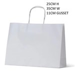 WHITE KRAFT BOUTIQUE BAGS SMALL LANDSCAPE 25X35X11  SINGLE BAG SHIPS FROM SYDNEY