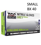 TGC GREY NITRILE DISPOSABLE GLOVES 400MM LONG CUFF SMALL SHIPS FROM SYDNEY