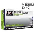 TGC GREY NITRILE DISPOSABLE GLOVES 400MM LONG CUFF MEDIUM SHIPS FROM SYDNEY