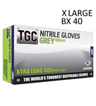 TGC GREY NITRILE DISPOSABLE GLOVES 400MM LONG CUFF EXTRA LARGE SHIPS FROM SYDNEY