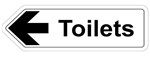 VSAFETY SHAPED SAFETY SIGN TOILETS  ARROW LEFT 300X100