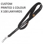 CUSTOM PRINTED 15MM LANYARD SINGLE COLOUR PRINT X 100 LANYARDS