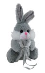 SOFT TOY ELKA 18CM BUNNY WITH BAG GREY