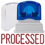 SHINY PRE INKED STAMP SOLID TEXT PROCESSED RED