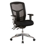 OYSTER CHAIR HIGH MESH BACK WITH BLACK FABRIC SEAT AND ARMS