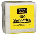 BLACK AND GOLD NAPKIN LUNCHEON ECONOMY 1PLY WHITE PK100