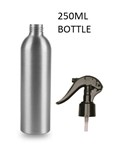 ALUMINIUM BOTTLE WITH BLACK SPRAY TRIGGER  250ML