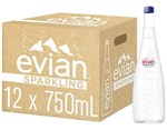EVIAN SPARKLING MINERAL WATER GLASS BOTTLE 750ML X 12