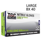 TGC GREY NITRILE DISPOSABLE GLOVES 400MM LONG CUFF LARGE SHIPS FROM SYDNEY