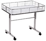 CLEARANCE TABLE WITH WIRE FENCE ON CASTORS WITH FOLDING LEGS