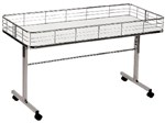 CLEARANCE TABLE WITH WIRE FENCE ON CASTORS WITH FOLDING LEGS