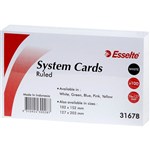 ESSELTE 31678 SYSTEM CARDS 76X127MM RULED WHITE PK100