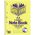 SPIRAX 56605 605 SPIRAL NOTEBOOK SIDE OPENING A4 2 SUBJECT 250 PAGE