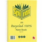 SPIRAX 56801 811 801 RECYCLED SPIRAL NOTEBOOK SIDE OPEN A4 240 PAGE