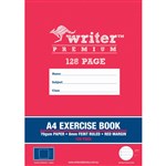 WRITER EB6503 PREMIUM EXERCISE BOOK STAPLED RULED 8MM WITH RED MARGIN A4 128 PAGE