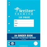 WRITER PREMIUM BINDER BOOK FEINT RULED 8MM 70GSM 128 PAGE A4 DRUMS ASSORTED