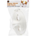 EDUCATIONAL COLOURS PAPER MACHE HALF MASKS WHITE PACK 6