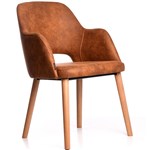 DURAFURN SORBET ARM CHAIR TROJAN OAK LEGS TAN FABRIC SEAT