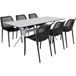 SIESTA AIR TABLE 180 AND AIR CHAIR 6 SEAT PACKAGE BLACK