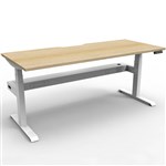 RAPIDLINE BOOST PLUS HEIGHT ADJUSTABLE SINGLE SIDED WORKSTATION WITH CABLE TRAY 1800 X 750MM NATURAL OAK TOP  WHITE FRAME