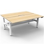 RAPIDLINE BOOST PLUS HEIGHT ADJUSTABLE DOUBLE SIDED WORKSTATION WITH CABLE TRAY 1500 X 750MM NATURAL OAK TOP  WHITE FRAME