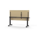 RAPIDLINE BOOST HEIGHT ADJUST FLIP TOP TABLE 1800 X 900 X 725MM NATURAL OAK TOP AND BLACK PC FRAME