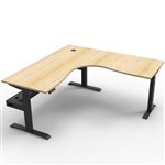 RAPIDLINE BOOST PLUS HEIGHT ADJUSTABLE CORNER WORKSTATION WITH CABLE TRAY 1800 X 1800 X 750MM NATURAL OAK TOP  BLACK FRAME