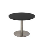 RAPIDLINE ESTILLO ROUND COFFEE TABLE 600 X 755MM BLACK TOP AND STAINLESS STEEL