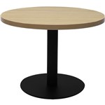 RAPIDLINE CIRCULAR COFFEE TABLE 600 X 425MM NATURAL OAK TABLE TOP  BLACK POWDER COAT BASE